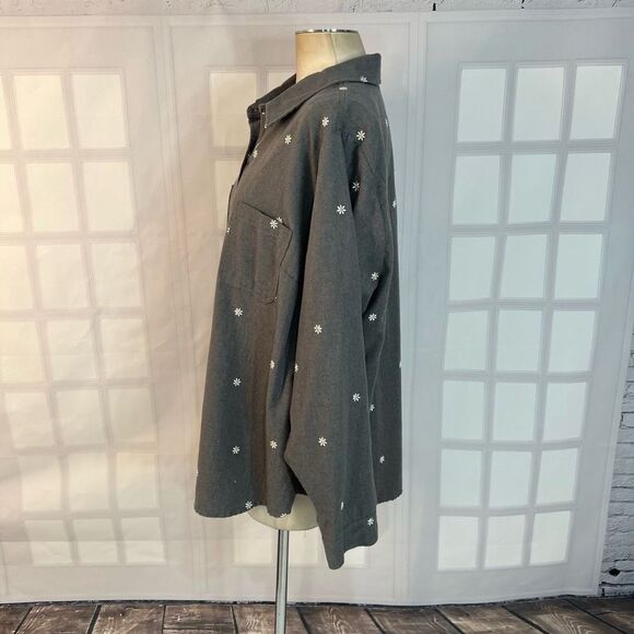 Torrid Taylor Cotton Embroidered daisy Button-Front Shirt size 3x - Picture 7 of 11